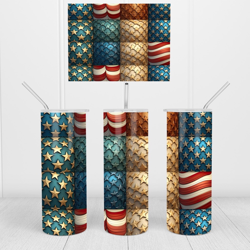 Red and Blue Patriotic Drinkware Set